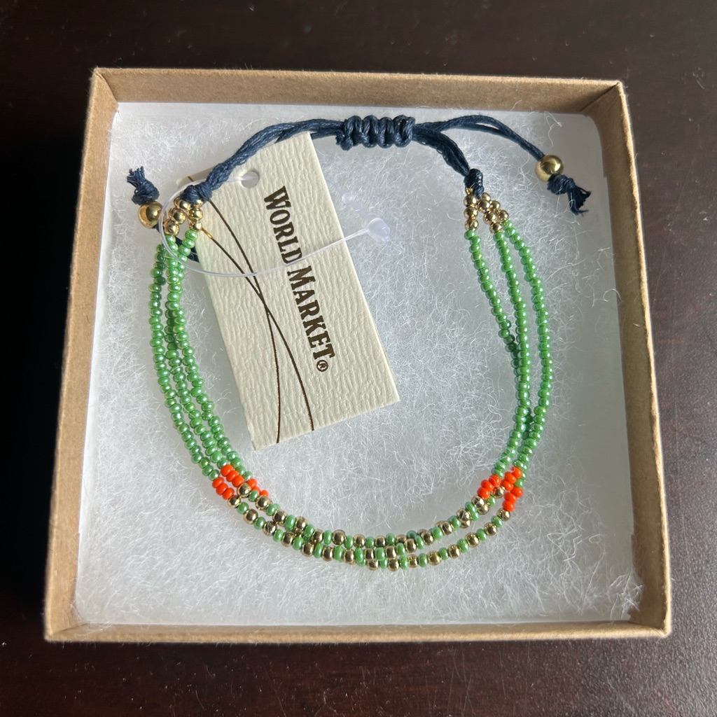 World Market Multicolor Hand-Beaded Adjustable Bracelet 10$